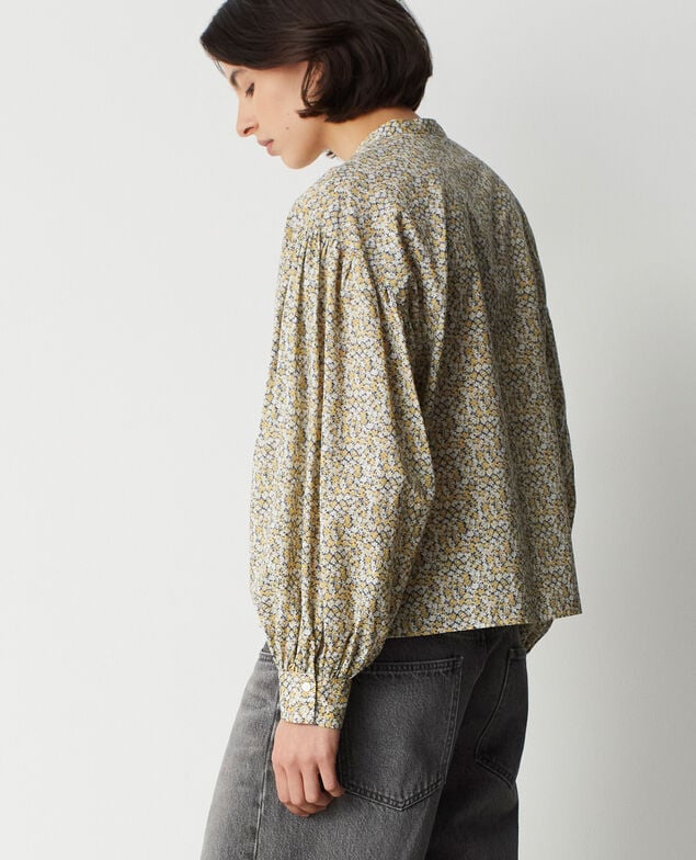 Blouse imprim&eacute;e en voile de coton M400 abby beige