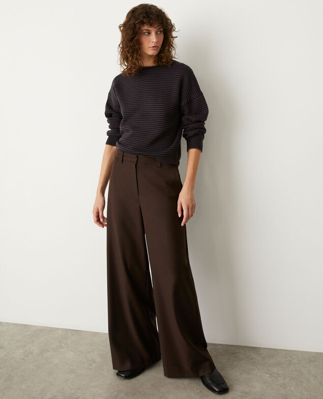 Pantalon large fluide M390 marron fonce