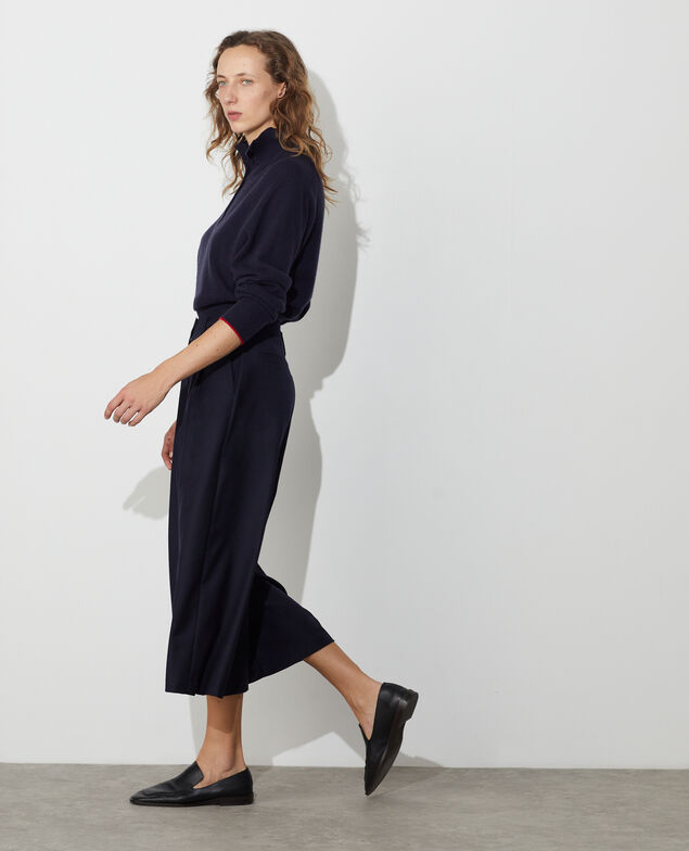 Wool-Blend Culotte Trousers with a Touch of Cashmere M691 bleu marine