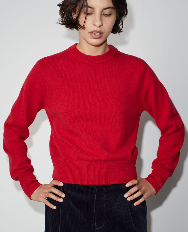 Wool crew-neck sweater U150 red