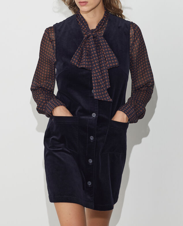 Sleeveless corduroy mini dress U690 navy