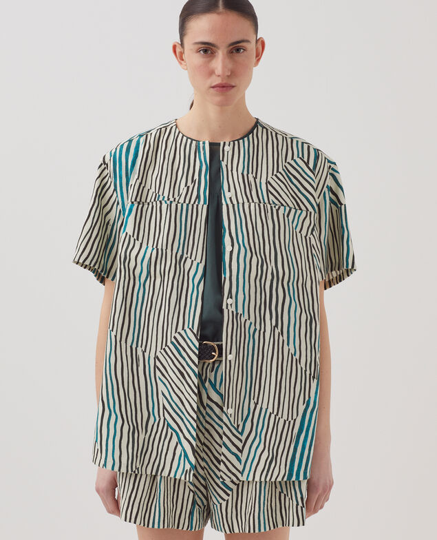 Chemise fluide &agrave; imprim&eacute; z&eacute;br&eacute; J014 big zebra ecru