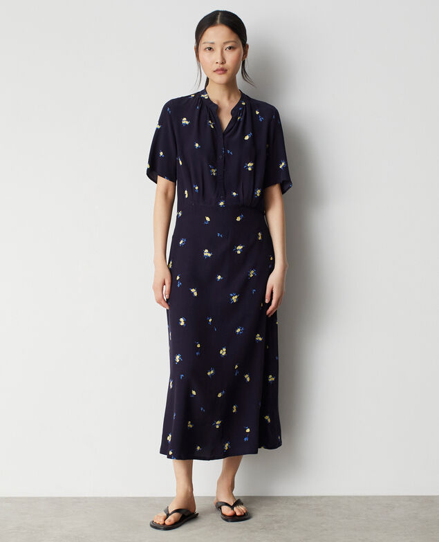 Robe longue fluide imprim&eacute;e M692 betty night