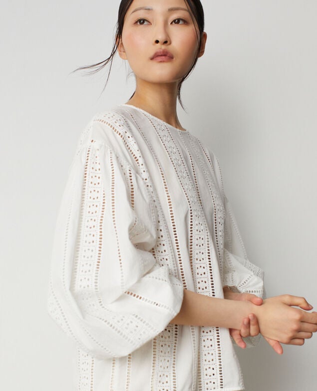 Blouse brod&eacute;e en coton M000 blanc