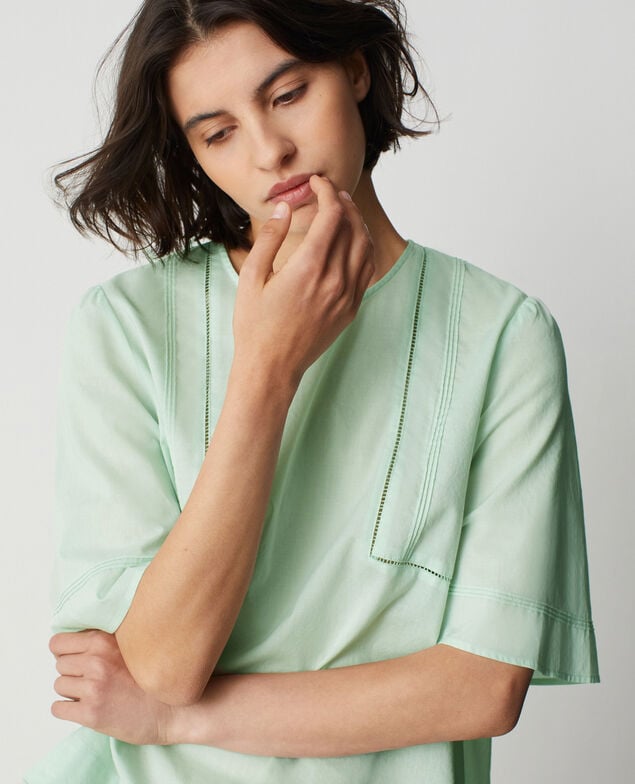 Blouse ample en voile de coton M500 vert clair