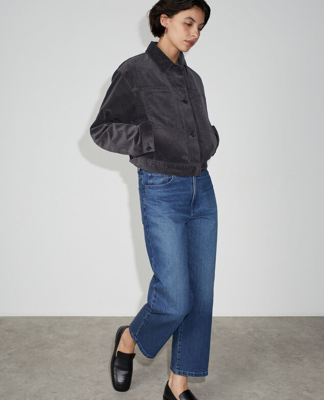 Corduroy bomber jacket U081 dark gray