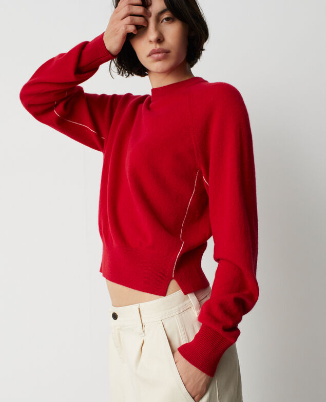 Cashmere crew-neck sweater M151 red st ecru