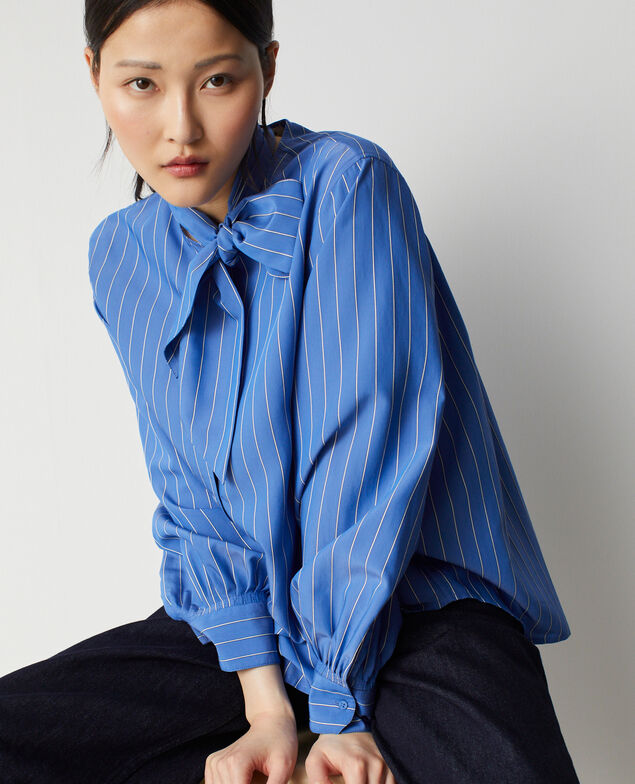 Blouse col lavalli&egrave;re amovible M640 st 3d blue