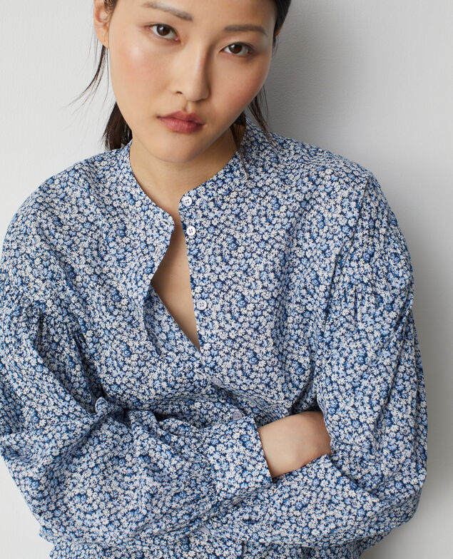 Blouse imprim&eacute;e en voile de coton M620 abby blue