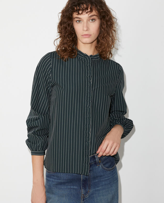Chemise ray&eacute;e &agrave; col volant&eacute; M593 mini st 3d green