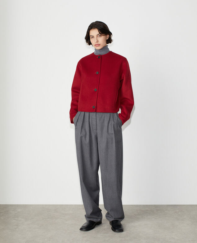 Double-faced wool-blend jacket with a touch of cashmere. M160 rouge carmin