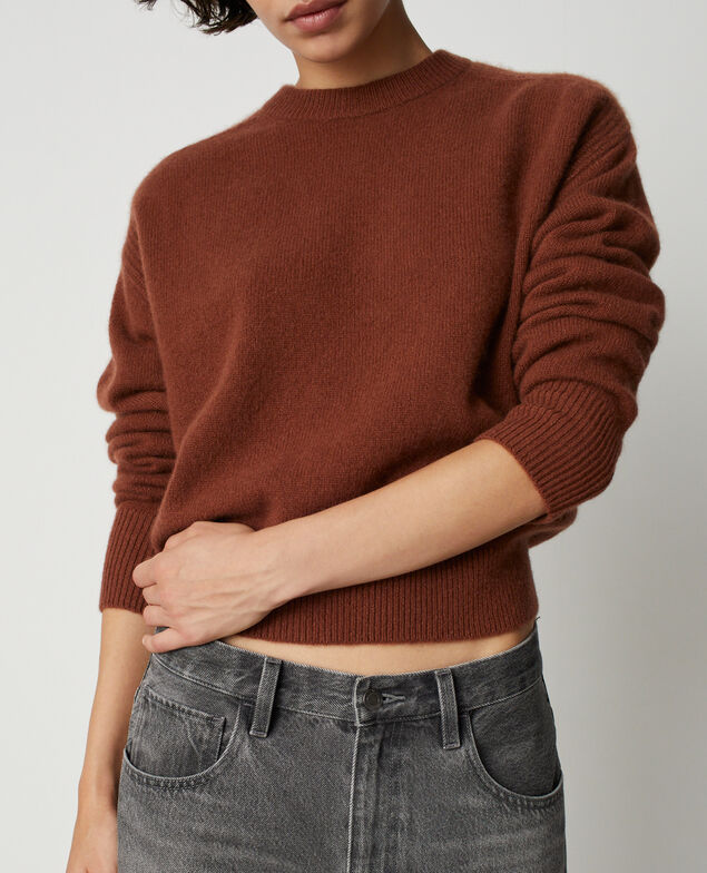 Pull col rond en cachemire M350 espresso