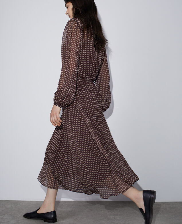 Printed chiffon maxi dress M193 cravate fudge