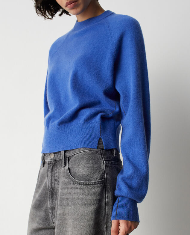 Cashmere crew-neck sweater M654 blue st gray