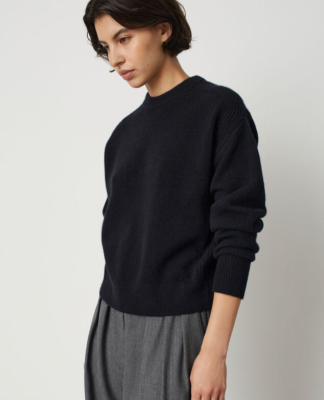 Pull col rond en cachemire M092 noir