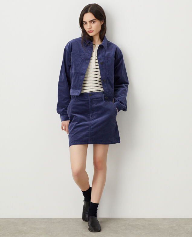 Corduroy mini skirt U670 blue