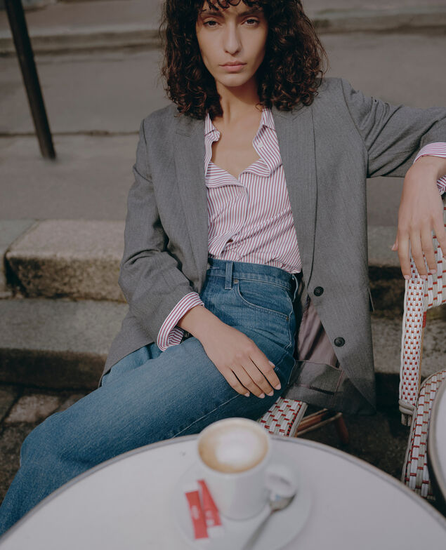 Veste de tailleur en laine M040 herringbone gray