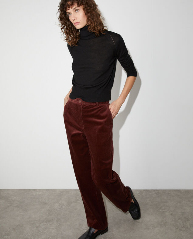 Pantalon droit en velours c&ocirc;tel&eacute; U380 dark brown