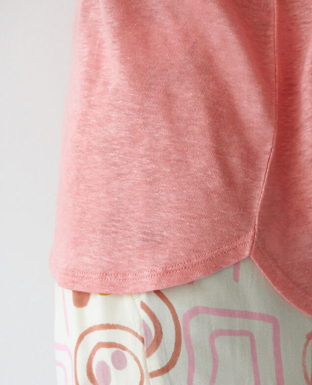T-shirt manches courtes Lin jersey Rose argenté
