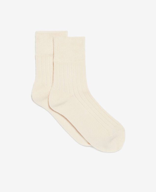 Chaussettes Cotelee Blanc rose