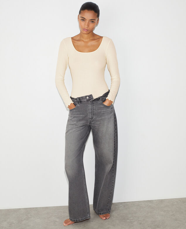 Body dos ouvert HEATTECH&trade; RIB CACHEMIRE Heattech&trade; rib cachemire Blanc casse