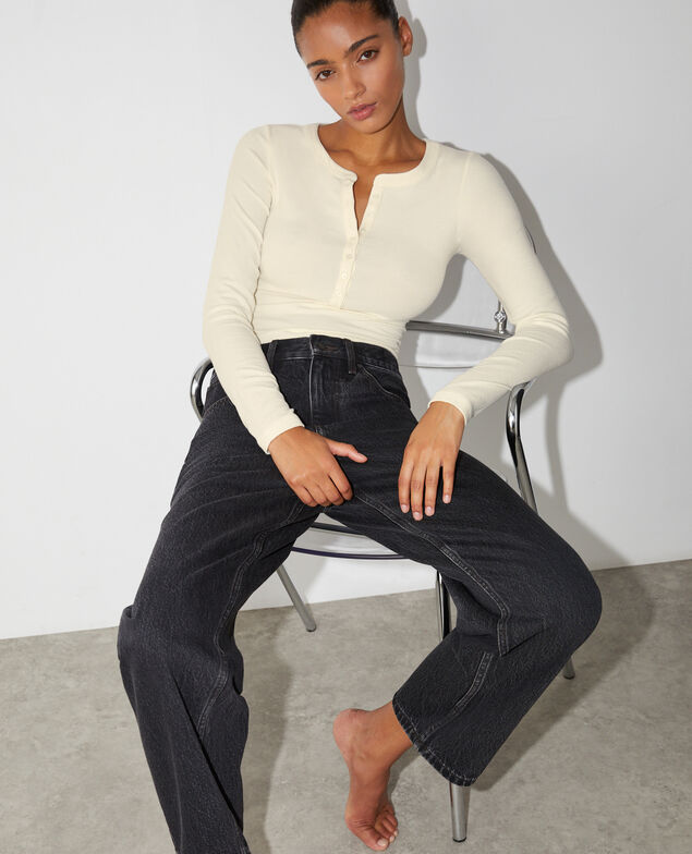T-shirt manches longues open neck HEATTECH&trade; RIB CACHEMIRE Heattech&trade; rib cachemire Blanc casse