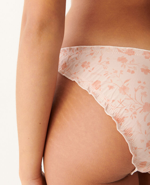 Culotte taille basse Cheri microfibre Fleur praline