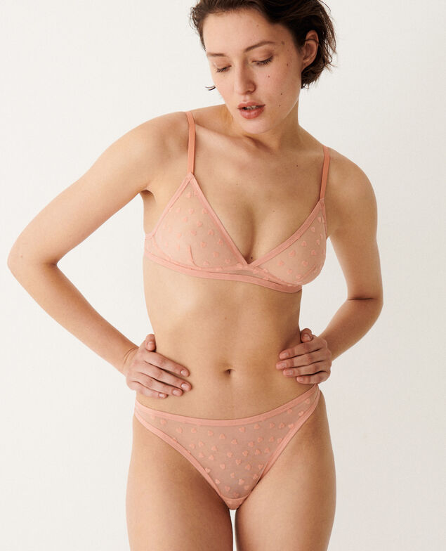 Soutien-gorge sans armatures Cheri tulle floque Rose toucan