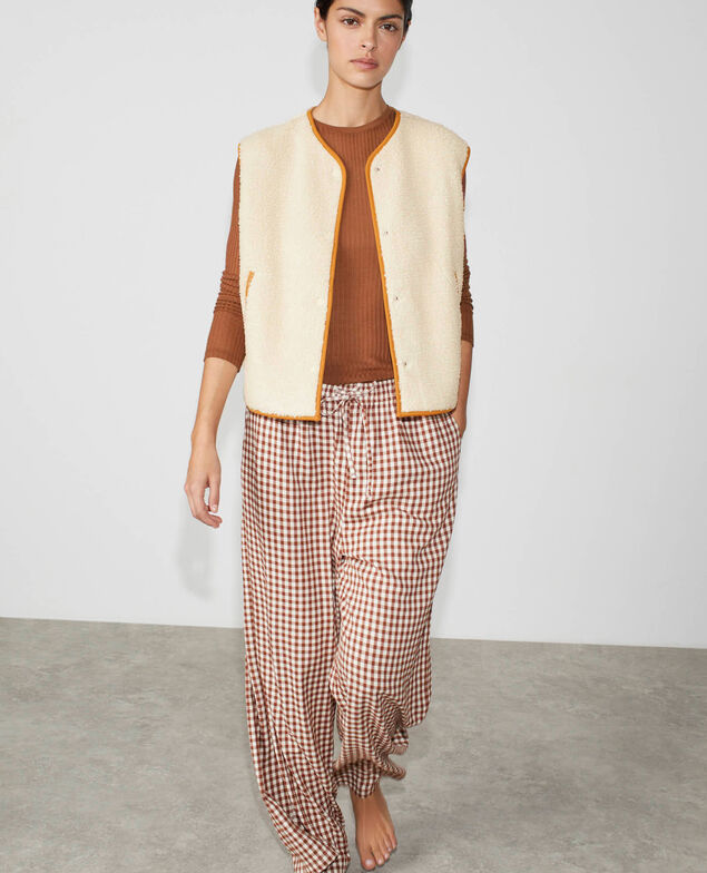 Short-sleeved cardigan FLEECE Fleece Blanc casse