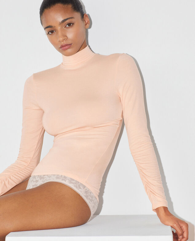 Top with turtle neck HEATTECH SHEER Heattech sheer Beige lin