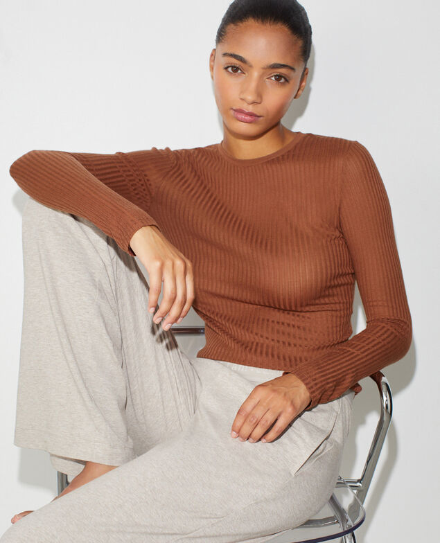 Long-sleeved t-shirt HEATTECH&trade; POINTELLE Heattech&trade; pointelle Espresso