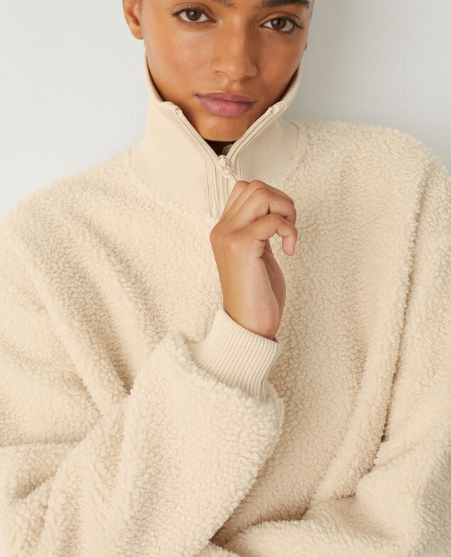 Turtle-neck jumper FLEECE Fleece Blanc casse