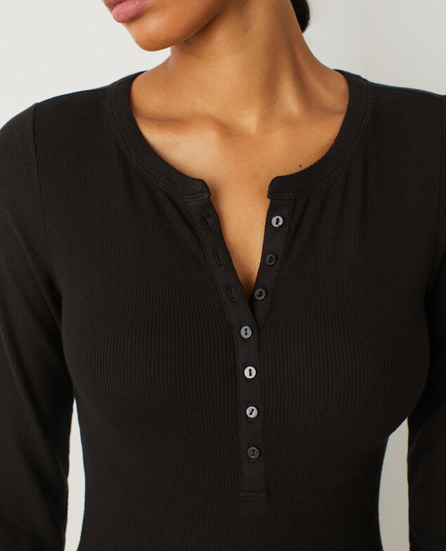 T-shirt long sleeves open neck HEATTECH RIB CACHEMIRE Heattech rib cachemire Black