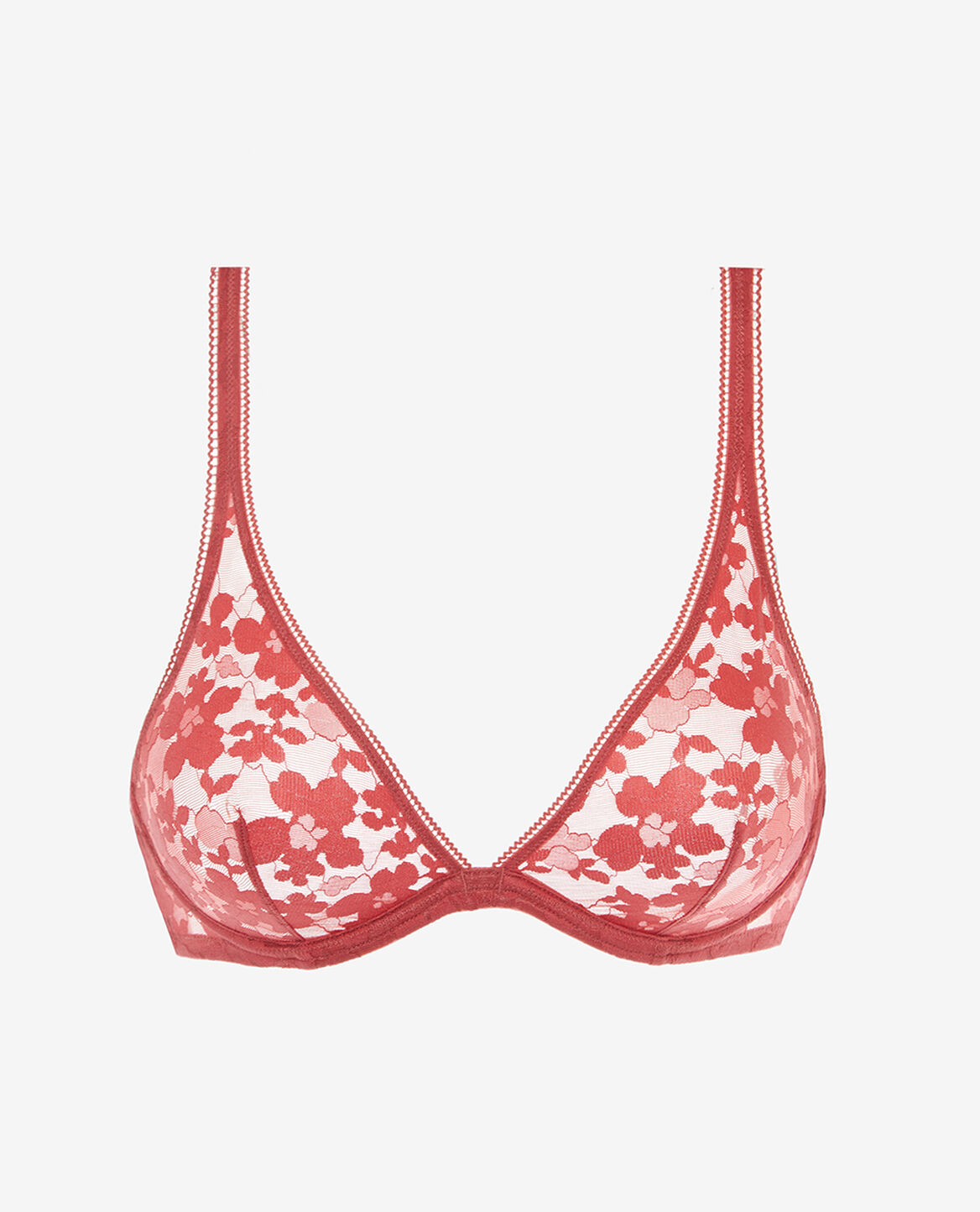 Soutien-gorge triangle avec armatures Lumiere Rouge pivoine