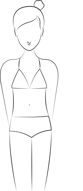 Maillot de bain morphologie V, silhouette pyramide inversée