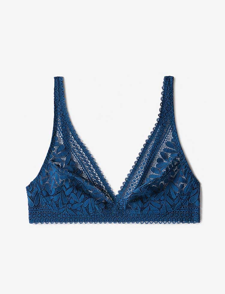 soutien gorge dentelle bleu triangle